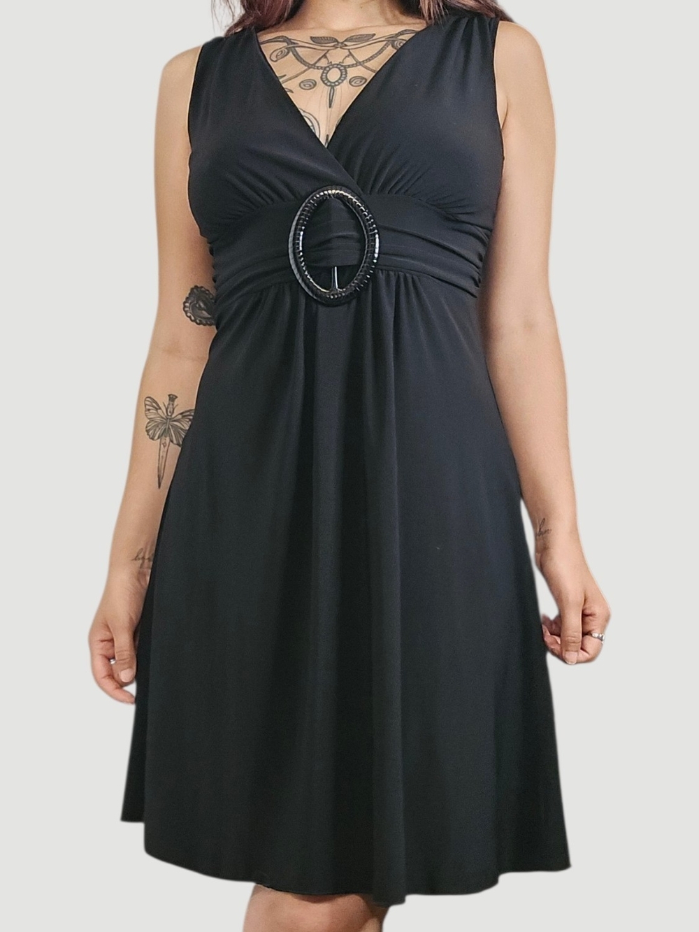 Vintage Y2k Black V-Neck Mini Dress!